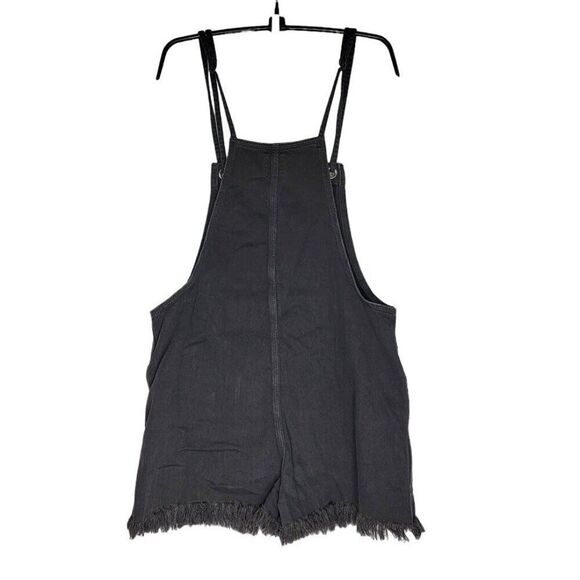 Aerie Women's Overall Romper Fringed Hem Size Medium Black Denim 37x2 - Picture 3 of 8